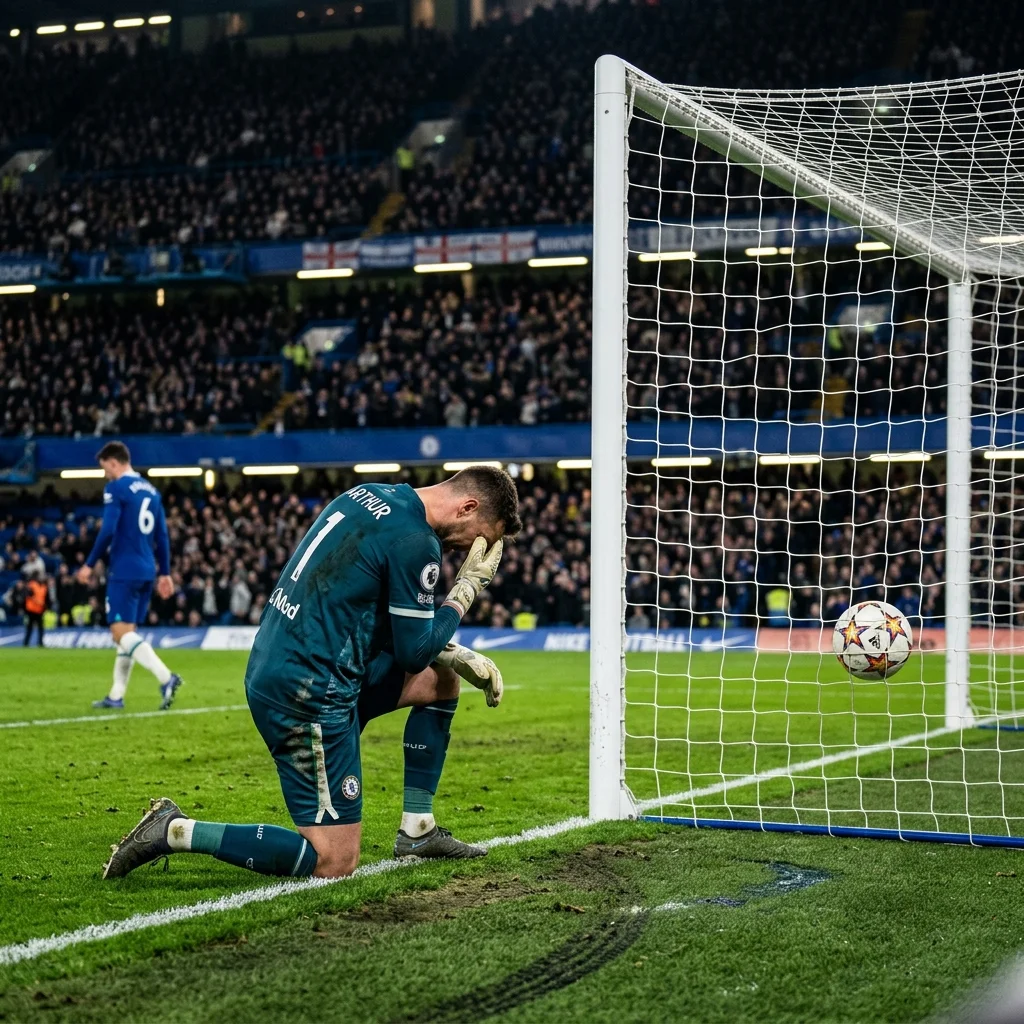 What Does Conceded Mean in Soccer: Goalkeeper's Nightmare 1 A frustrated soccer goalkeeper kneeling on the grass after conceding a goal