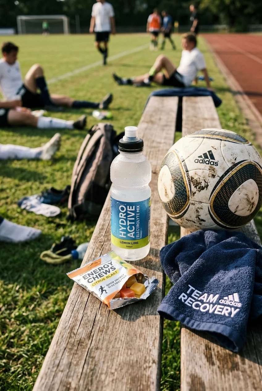 Pre-Match Nutrition & Hydration Timeline Cheat Sheet - Halftime Rapid Carbohydrate & Electrolyte Re-Charge (AI Generated Image)