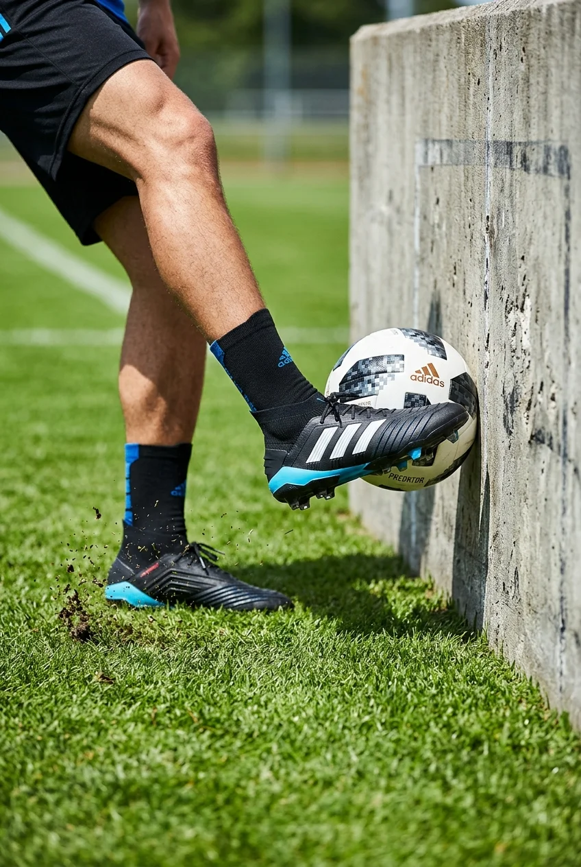 10 High-Rep Soccer Footwork Drills to Fix Your Weak Foot Fast 2 Soccer Footwork Drills To Fix Weak Foot - The Wall-Rebound Instep Pass (AI Generated Image)