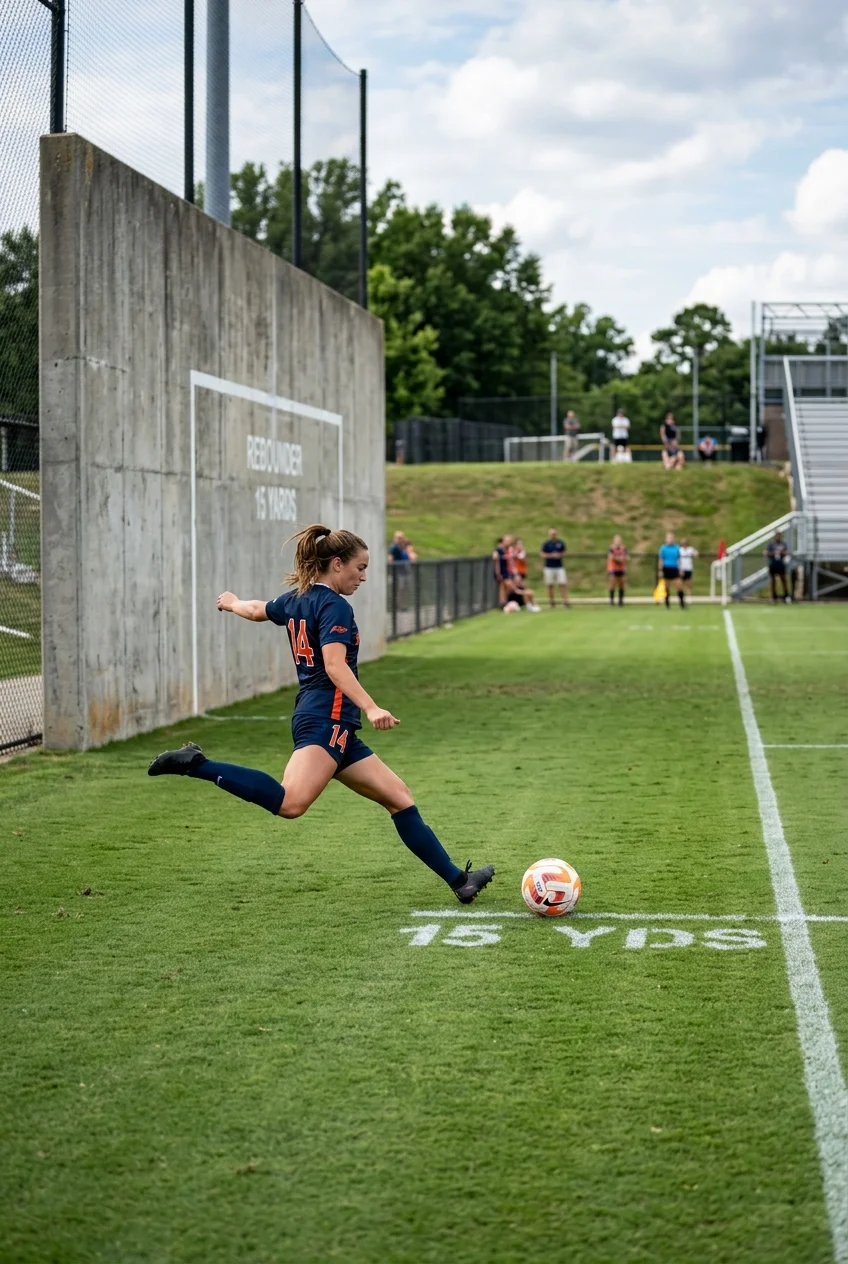 The 14-Day Solo Wall Passing Routine: Elite First Touch Protocol 9 The 14-Day Solo Wall Passing Routine - Long-Range Power Passing drill (AI Generated Image)