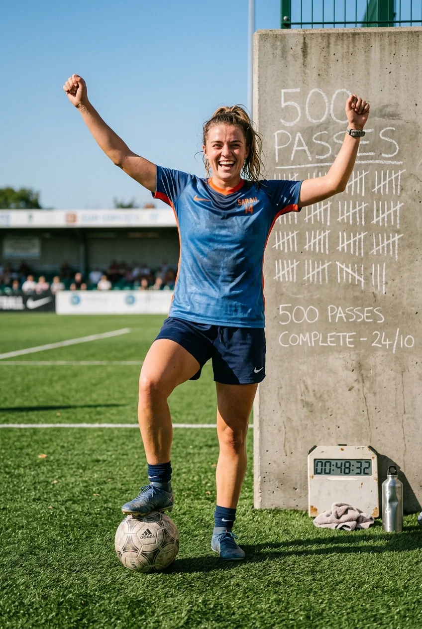 The 14-Day Solo Wall Passing Routine: Elite First Touch Protocol 11 The 14-Day Solo Wall Passing Routine - 500-Pass Continuous Rebound Circuit drill (AI Generated Image)