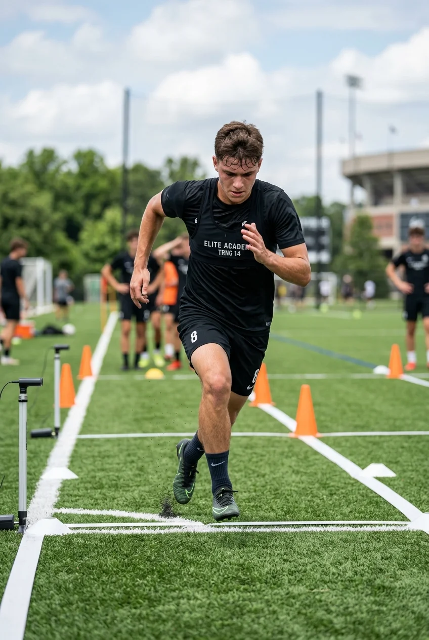 What College Scouts Look For in Wingers: 10-Point Checklist 4 What College Scouts Look For in Wingers (Checklist) - GPS High-Speed Running (HSR) & D1 vs D3 Athletic Benchmarks (AI Generated Image)