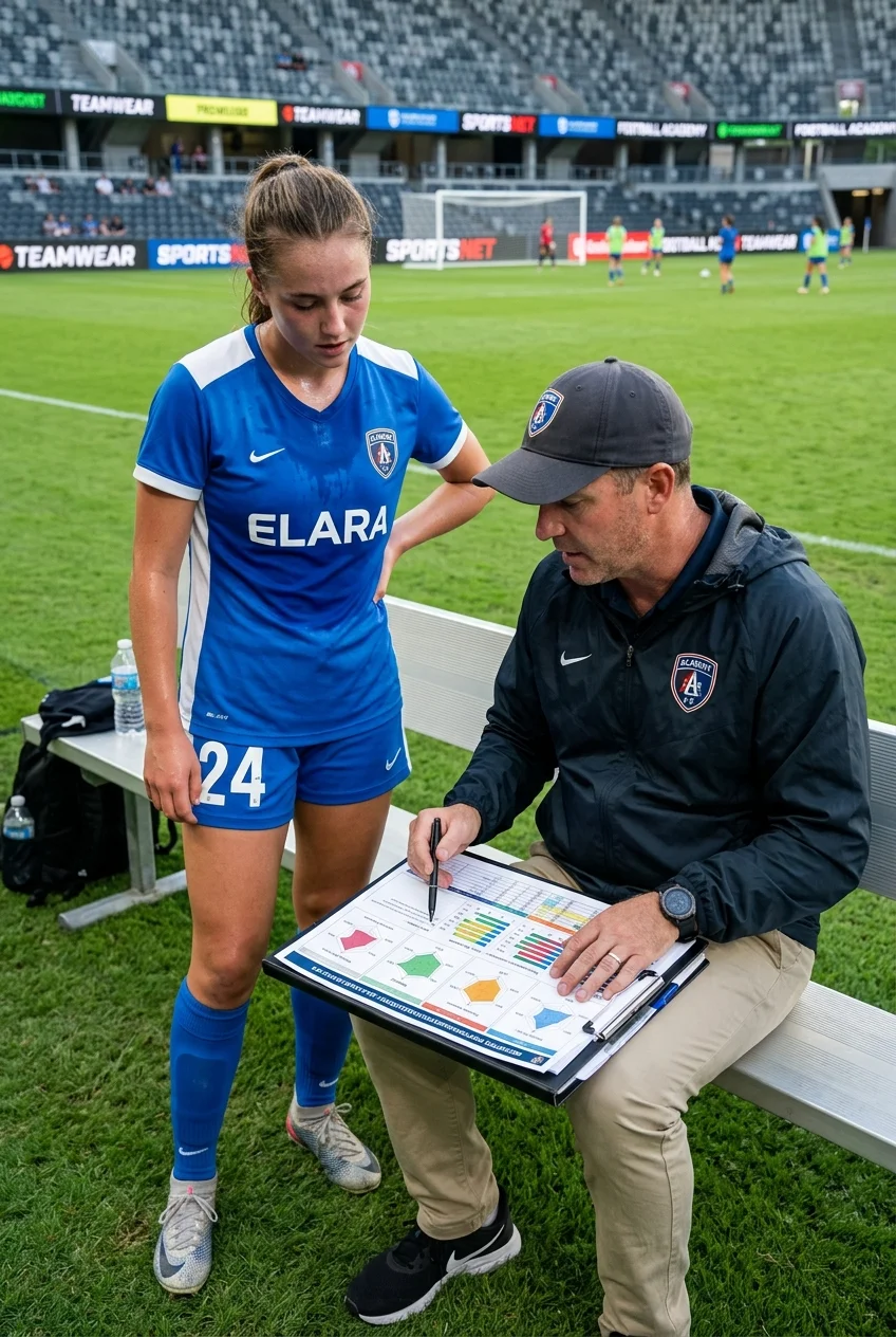 What College Scouts Look For in Wingers: 10-Point Checklist 8 What College Scouts Look For in Wingers (Checklist) - NCSA Recruiting Metric Matrix: Self-Evaluating Player Impact (AI Generated Image)
