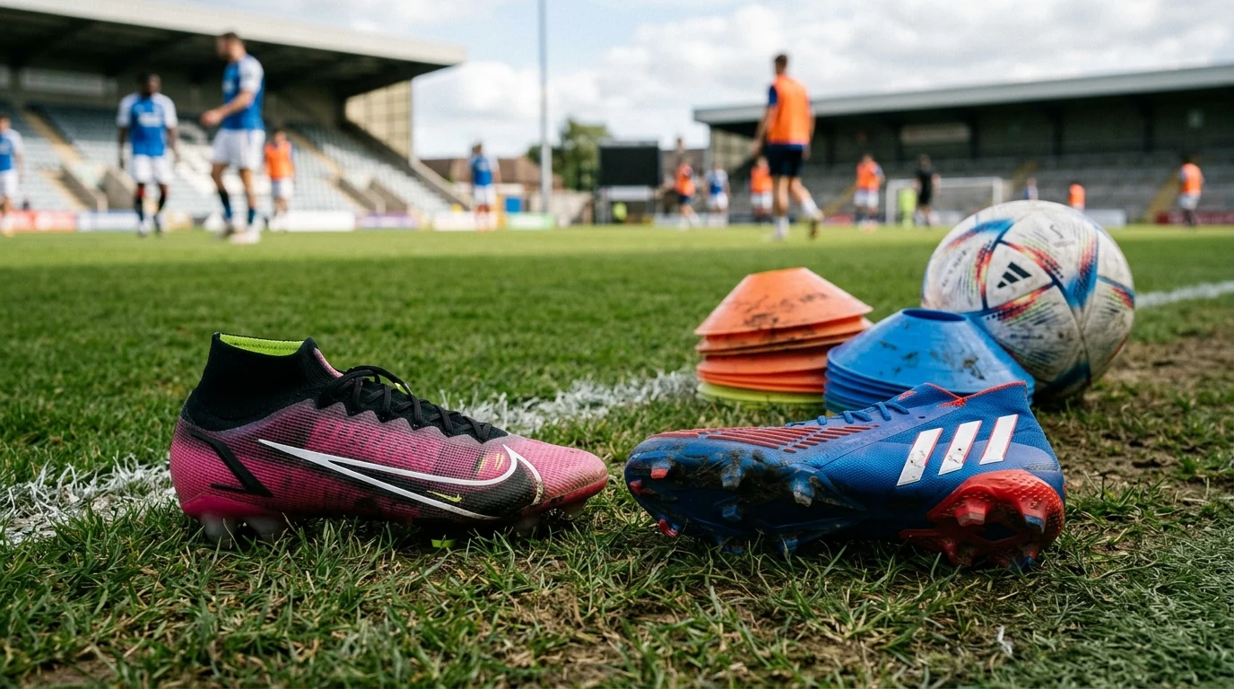 Nike Mercurial Superfly 10 Elite vs Adidas Predator 24 Elite soccer cleats compared on pitch (AI Generated Image)
